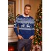imageCOOFANDY Mens Crew Neck Sweater Slim Fit Lightweight Sweatshirts Knitted Pullover for Casual Or Dressy WearChristmas Blue