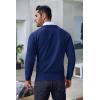 imageCOOFANDY Mens Crew Neck Sweater Slim Fit Lightweight Sweatshirts Knitted Pullover for Casual Or Dressy WearChristmas Blue