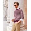 imageCOOFANDY Mens Crew Neck Sweater Slim Fit Lightweight Sweatshirts Knitted Pullover for Casual Or Dressy WearPinstripes WhiteWine