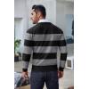 imageCOOFANDY Mens Crew Neck Sweater Slim Fit Lightweight Sweatshirts Knitted Pullover for Casual Or Dressy WearStripe Light GreyGrey