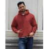 imageCOOFANDY Men Cotton Fleece Hooded Sweatshirt Casual Long Sleeve Hoodies Pullover Fashion Drawstring Hoodie with Kanga PocketDeep Red