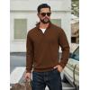 imageCOOFANDY Men Quarter Zip Up Pullover Lightweight Mock Neck Sweatshirt Casual Active Long Sleeve Polo ShirtBrown