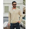 imageCOOFANDY Men Quarter Zip Up Pullover Lightweight Mock Neck Sweatshirt Casual Active Long Sleeve Polo ShirtKhaki