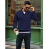 imageCOOFANDY Men Quarter Zip Up Pullover Lightweight Mock Neck Sweatshirt Casual Active Long Sleeve Polo ShirtNavy