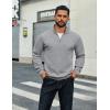 imageCOOFANDY Men Quarter Zip Up Pullover Lightweight Mock Neck Sweatshirt Casual Active Long Sleeve Polo ShirtTex Light Grey
