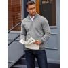 imageCOOFANDY Men Quarter Zip Up Pullover Lightweight Mock Neck Sweatshirt Casual Active Long Sleeve Polo ShirtTex Light Grey