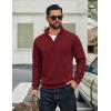 imageCOOFANDY Men Quarter Zip Up Pullover Lightweight Mock Neck Sweatshirt Casual Active Long Sleeve Polo ShirtWine Red