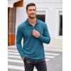 imageCOOFANDY Mens Casual Polo Shirts Long Sleeve Textured Knit Tee Shirt Wrok TshirtsBlue