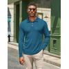 imageCOOFANDY Mens Casual Polo Shirts Long Sleeve Textured Knit Tee Shirt Wrok TshirtsBlue