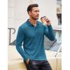 imageCOOFANDY Mens Casual Polo Shirts Long Sleeve Textured Knit Tee Shirt Wrok TshirtsBlue