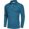 imageCOOFANDY Mens Casual Polo Shirts Long Sleeve Textured Knit Tee Shirt Wrok TshirtsBlue