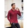 imageCOOFANDY Mens Casual Polo Shirts Long Sleeve Textured Knit Tee Shirt Wrok TshirtsRed