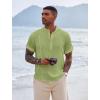 imageCOOFANDY Mens Henley TShirts Short Sleeve Casual Button Henley Shirts Band Collar Tee Summer Beach Hippie ShirtsGreen