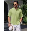 imageCOOFANDY Mens Henley TShirts Short Sleeve Casual Button Henley Shirts Band Collar Tee Summer Beach Hippie ShirtsGreen