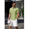 imageCOOFANDY Mens Henley TShirts Short Sleeve Casual Button Henley Shirts Band Collar Tee Summer Beach Hippie ShirtsGreen