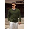imageCOOFANDY Mens Knit Polo Shirts Casual Long Sleeve Collared Pullover Sweaters Quarter Button Ribbed Vintage Polo SweaterArmy Green