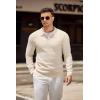 imageCOOFANDY Mens Knit Polo Shirts Casual Long Sleeve Collared Pullover Sweaters Quarter Button Ribbed Vintage Polo SweaterBeige
