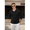 imageCOOFANDY Mens Knit Polo Shirts Casual Long Sleeve Collared Pullover Sweaters Quarter Button Ribbed Vintage Polo SweaterBlack