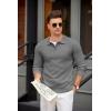 imageCOOFANDY Mens Knit Polo Shirts Casual Long Sleeve Collared Pullover Sweaters Quarter Button Ribbed Vintage Polo SweaterGray