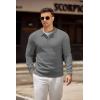 imageCOOFANDY Mens Knit Polo Shirts Casual Long Sleeve Collared Pullover Sweaters Quarter Button Ribbed Vintage Polo SweaterGray