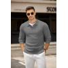 imageCOOFANDY Mens Knit Polo Shirts Casual Long Sleeve Collared Pullover Sweaters Quarter Button Ribbed Vintage Polo SweaterGray