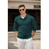 imageCOOFANDY Mens Knit Polo Shirts Casual Long Sleeve Collared Pullover Sweaters Quarter Button Ribbed Vintage Polo SweaterGreen