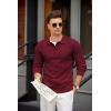 imageCOOFANDY Mens Knit Polo Shirts Casual Long Sleeve Collared Pullover Sweaters Quarter Button Ribbed Vintage Polo SweaterWine Red