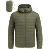 imageCOOFANDY Mens Packable Puffer Jacket Lightweight Hooded Insulated Winter Coat Windproof Zipper Down JacketArmy Green