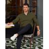 imageCOOFANDY Mens Quarter Zip Pullover Mock Neck Lightweight Sweatshirt Long Sleeve Polo Shirt Business Casual Pullover TopArmy Green