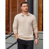 imageCOOFANDY Mens Quarter Zip Pullover Mock Neck Lightweight Sweatshirt Long Sleeve Polo Shirt Business Casual Pullover TopBeige