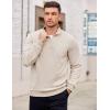 imageCOOFANDY Mens Quarter Zip Pullover Mock Neck Lightweight Sweatshirt Long Sleeve Polo Shirt Business Casual Pullover TopBeige