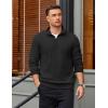 imageCOOFANDY Mens Quarter Zip Pullover Mock Neck Lightweight Sweatshirt Long Sleeve Polo Shirt Business Casual Pullover TopBlack