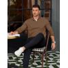 imageCOOFANDY Mens Quarter Zip Pullover Mock Neck Lightweight Sweatshirt Long Sleeve Polo Shirt Business Casual Pullover TopBrown