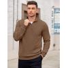 imageCOOFANDY Mens Quarter Zip Pullover Mock Neck Lightweight Sweatshirt Long Sleeve Polo Shirt Business Casual Pullover TopBrown