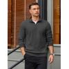 imageCOOFANDY Mens Quarter Zip Pullover Mock Neck Lightweight Sweatshirt Long Sleeve Polo Shirt Business Casual Pullover TopDark Gray