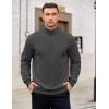 imageCOOFANDY Mens Quarter Zip Pullover Mock Neck Lightweight Sweatshirt Long Sleeve Polo Shirt Business Casual Pullover TopDark Gray