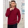 imageCOOFANDY Mens Quarter Zip Pullover Mock Neck Lightweight Sweatshirt Long Sleeve Polo Shirt Business Casual Pullover TopDark Red