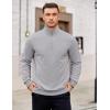 imageCOOFANDY Mens Quarter Zip Pullover Mock Neck Lightweight Sweatshirt Long Sleeve Polo Shirt Business Casual Pullover TopLight Gray