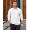 imageCOOFANDY Mens Quarter Zip Pullover Mock Neck Lightweight Sweatshirt Long Sleeve Polo Shirt Business Casual Pullover TopWhite