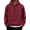 imageCOOFANDY Men Cotton Fleece Hooded Sweatshirt Casual Long Sleeve Hoodies Pullover Fashion Drawstring Hoodie with Kanga PocketWine Red