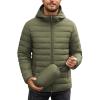 imageCOOFANDY Mens Packable Puffer Jacket Lightweight Hooded Insulated Winter Coat Windproof Zipper Down JacketArmy Green