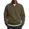 imageCOOFANDY Mens Quarter Zip Pullover Mock Neck Lightweight Sweatshirt Long Sleeve Polo Shirt Business Casual Pullover TopArmy Green