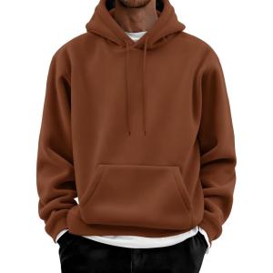 imageCOOFANDY Men Cotton Fleece Hooded Sweatshirt Casual Long Sleeve Hoodies Pullover Fashion Drawstring Hoodie with Kanga PocketBrown