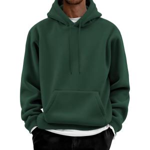 imageCOOFANDY Men Cotton Fleece Hooded Sweatshirt Casual Long Sleeve Hoodies Pullover Fashion Drawstring Hoodie with Kanga PocketLake Green