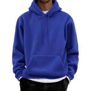 imageCOOFANDY Men Cotton Fleece Hooded Sweatshirt Casual Long Sleeve Hoodies Pullover Fashion Drawstring Hoodie with Kanga PocketRoyal Blue
