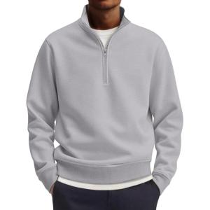 imageCOOFANDY Mens Quarter Zip Pullover Mock Neck Lightweight Sweatshirt Long Sleeve Polo Shirt Business Casual Pullover TopLight Gray