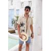 imageCOOFANDY Hawaiian Short Button Sleeve Down Shirt Shirts BeachBeige  Palm Tree