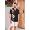 imageCOOFANDY Hawaiian Short Button Sleeve Down Shirt Shirts BeachBlack  Floral