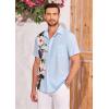 imageCOOFANDY Hawaiian Short Button Sleeve Down Shirt Shirts BeachSky Blue  Floral