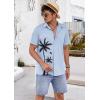 imageCOOFANDY Hawaiian Short Button Sleeve Down Shirt Shirts BeachSky Blue  Palm Tree